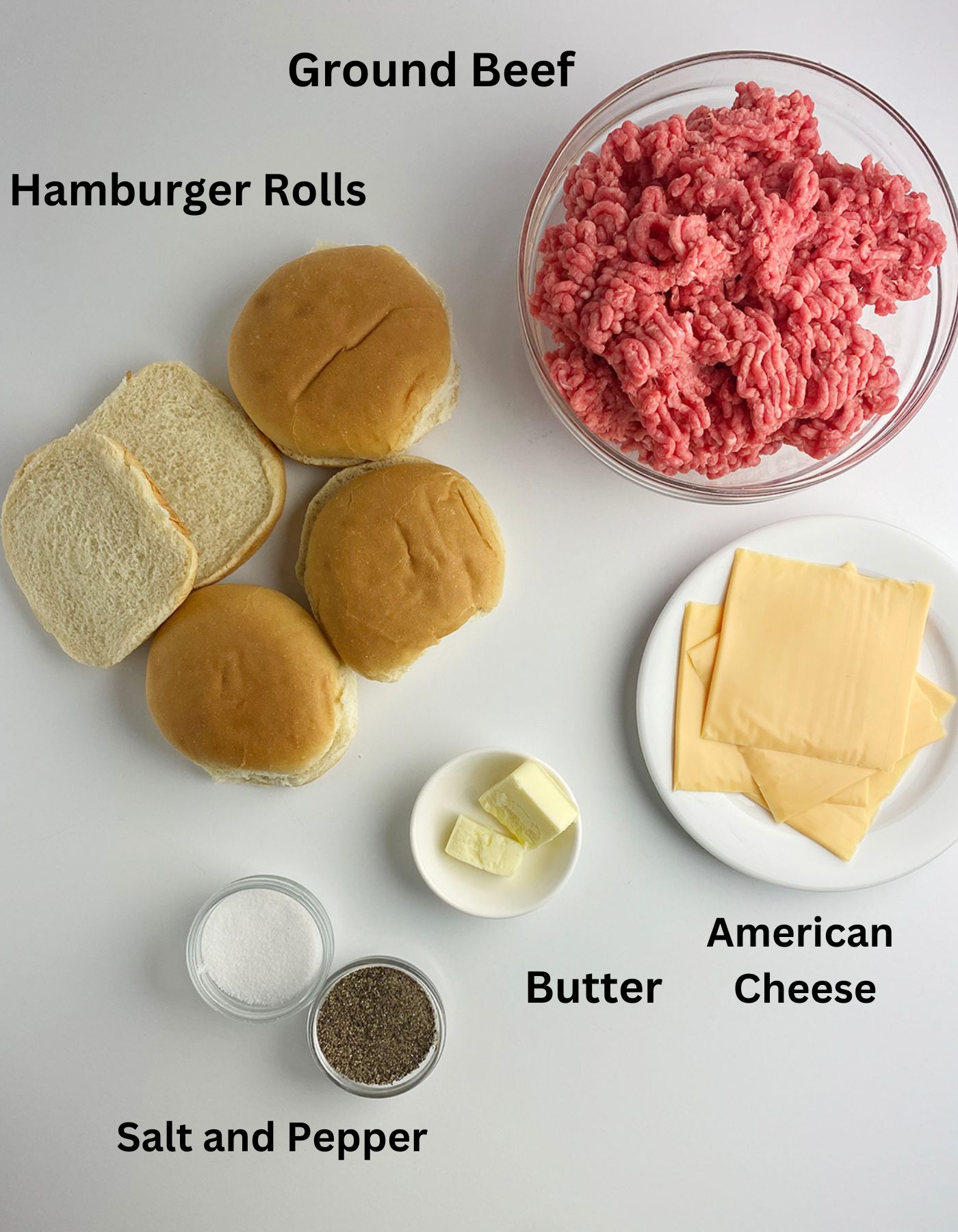 Diner Burger Ingredients on a counter.