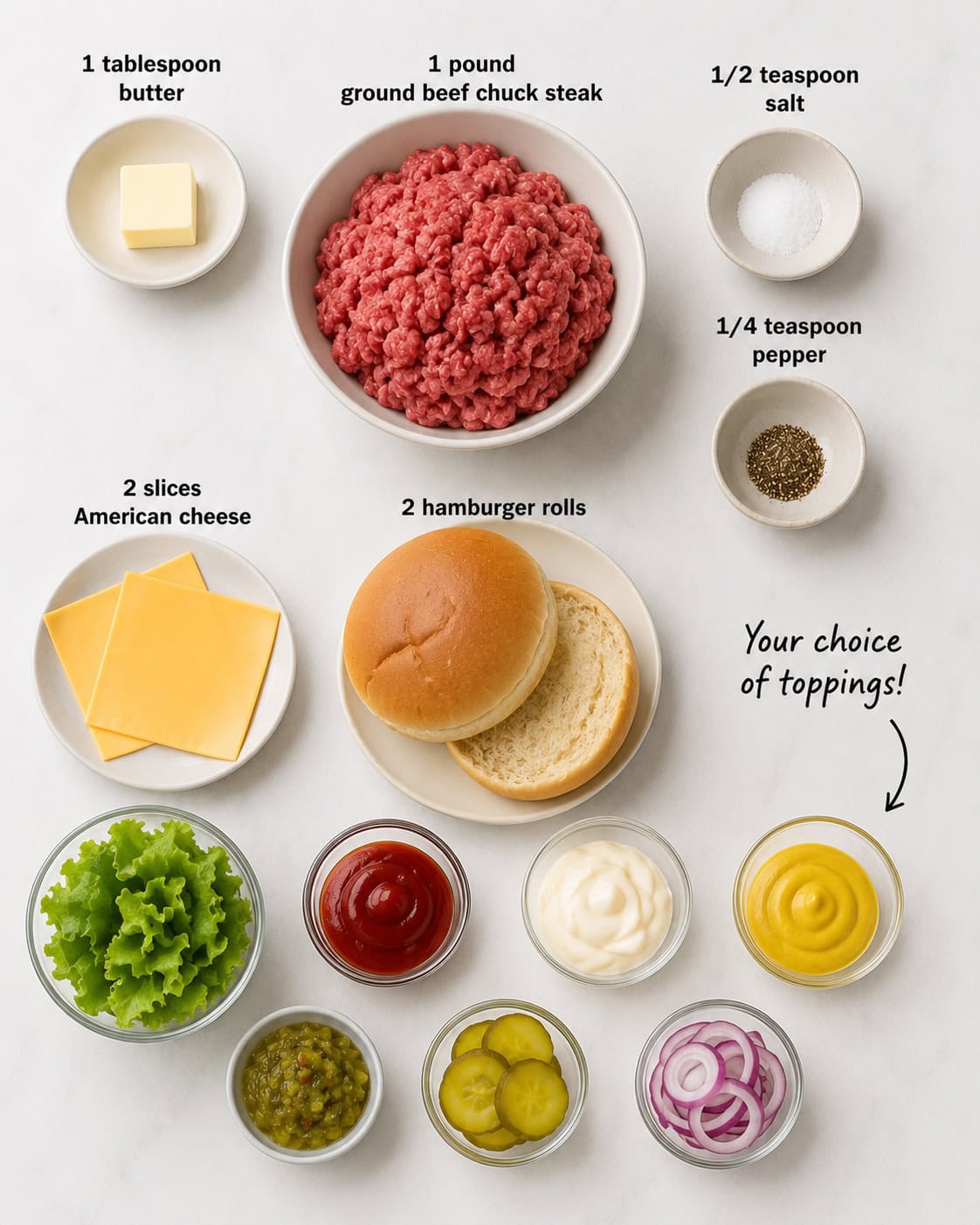 Tavern Burger ingredients.