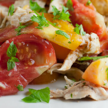 Summer Tomato Peach Chicken Salad