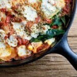 Frying pan lasagna in a skillet.