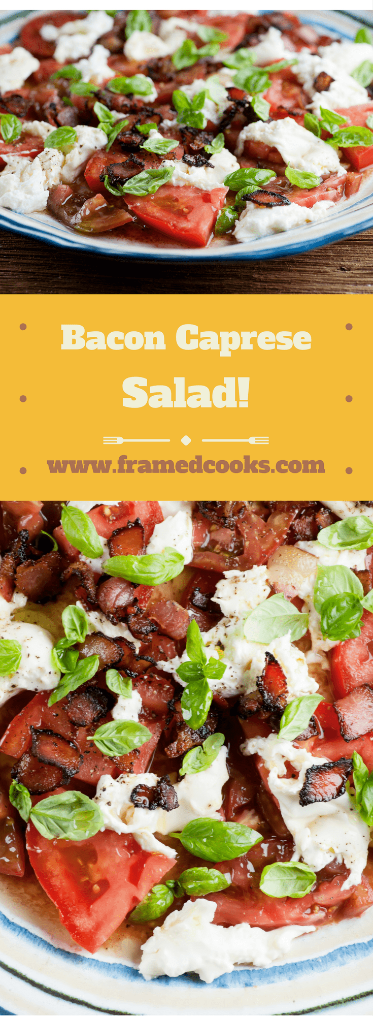 Grab some bacon, tomatoes, cheese and basil and you are all set to make the wonder that is this summertime bacon caprese salad recipe!