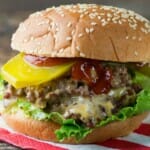 Diner Burger on a napkin.