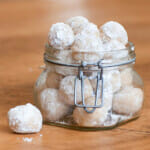 No bake rum ball cookies in a jar.