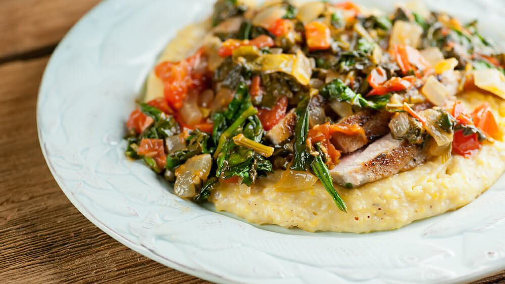 Pan-Seared Tuna Steaks with Tomato Spinach Sauce - Framed 