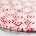 Peppermint plate on a white cloth.