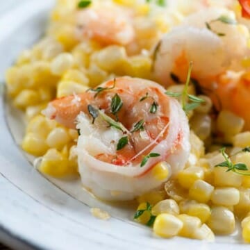 shrimp with corn and herbs