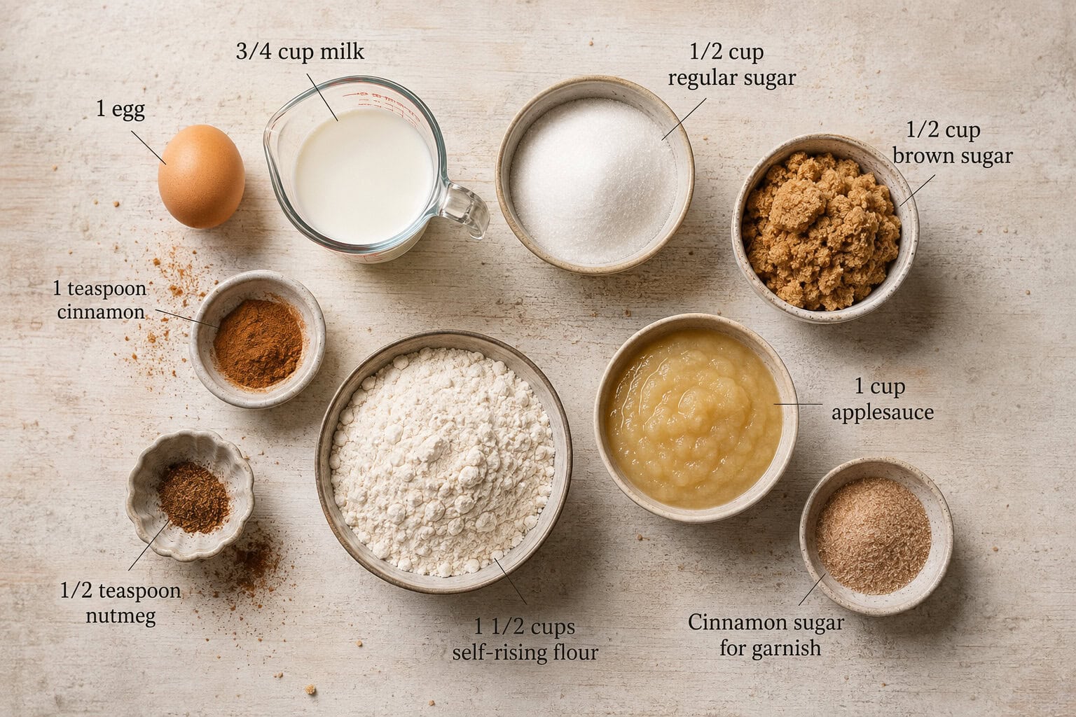 Applesauce Muffins ingredients on a table.