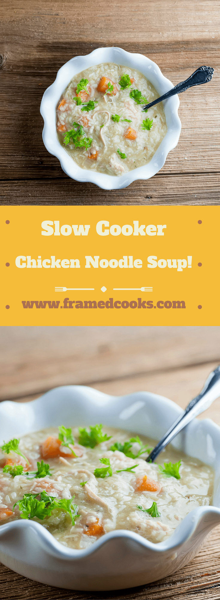 Everyone's favorite soup is even easier with this recipe for slow cooker chicken noodle soup. Can you say soup comfort food?