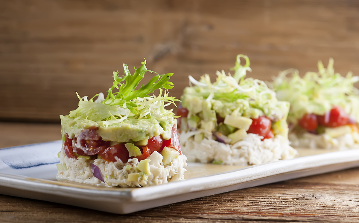 Crab towers on a plate.