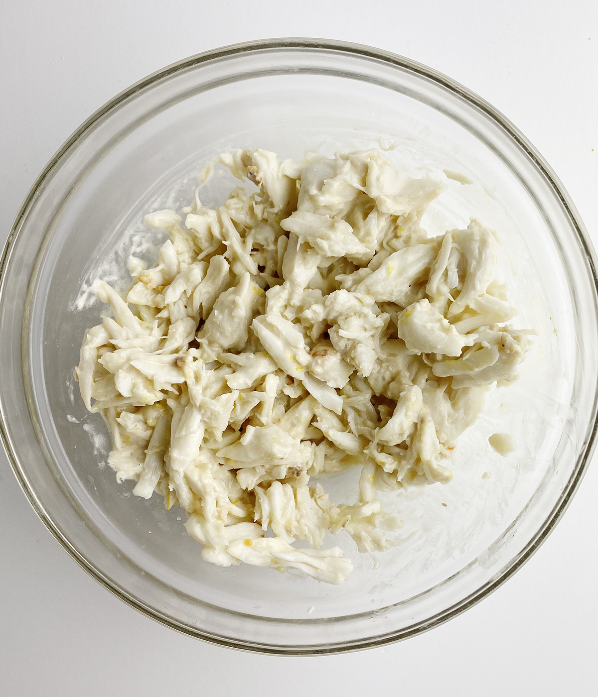 Crab mixture in a bowl.