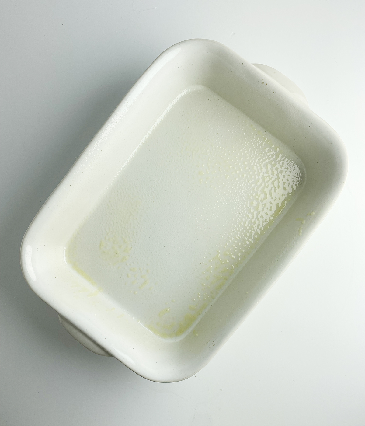 Greased casserole dish.