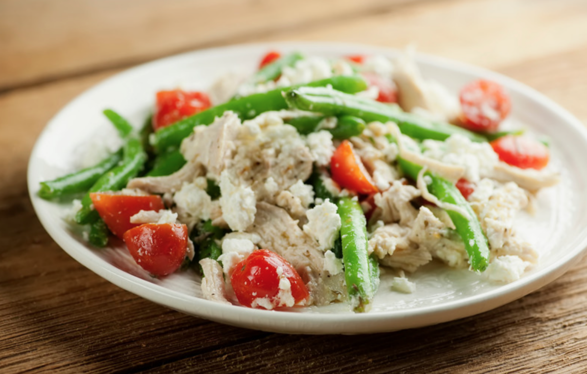 Mediterranean Chicken Salad Mediterranean Chicken Salad on a plate.