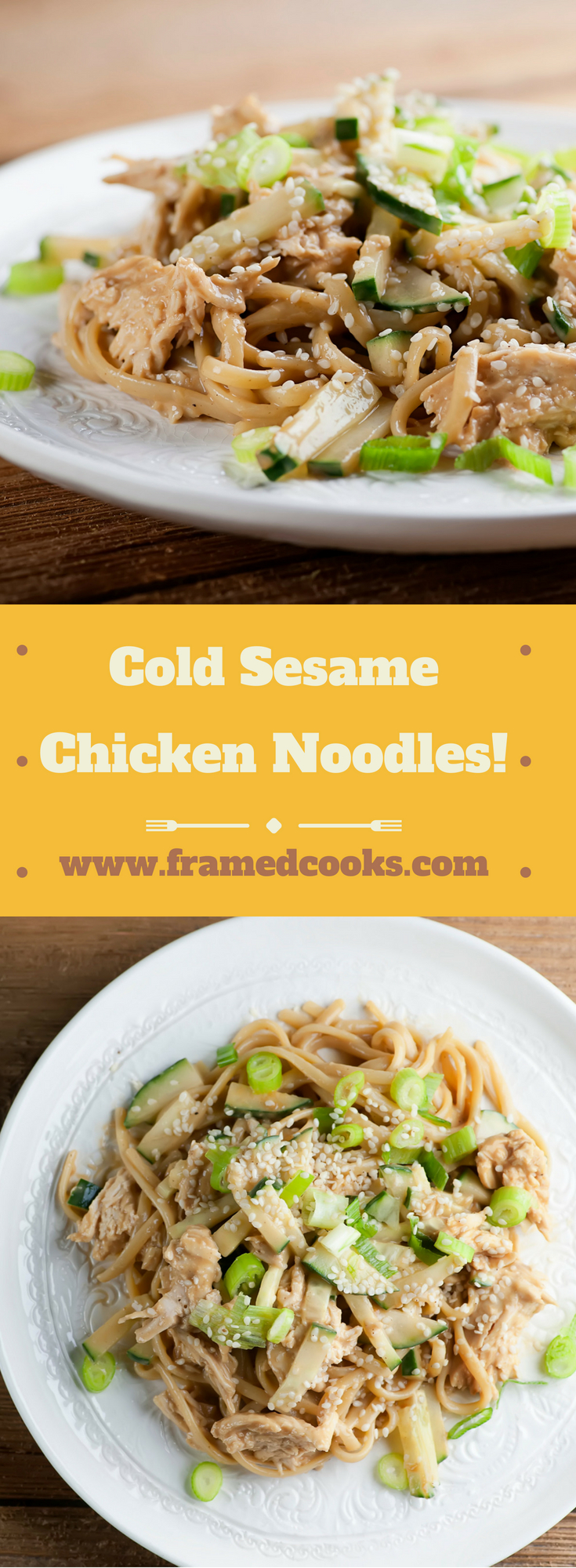 This easy recipe for cold sesame chicken noodles is the perfect one dish supper, with the perfect blend of peanut and sesame flavored sauce.