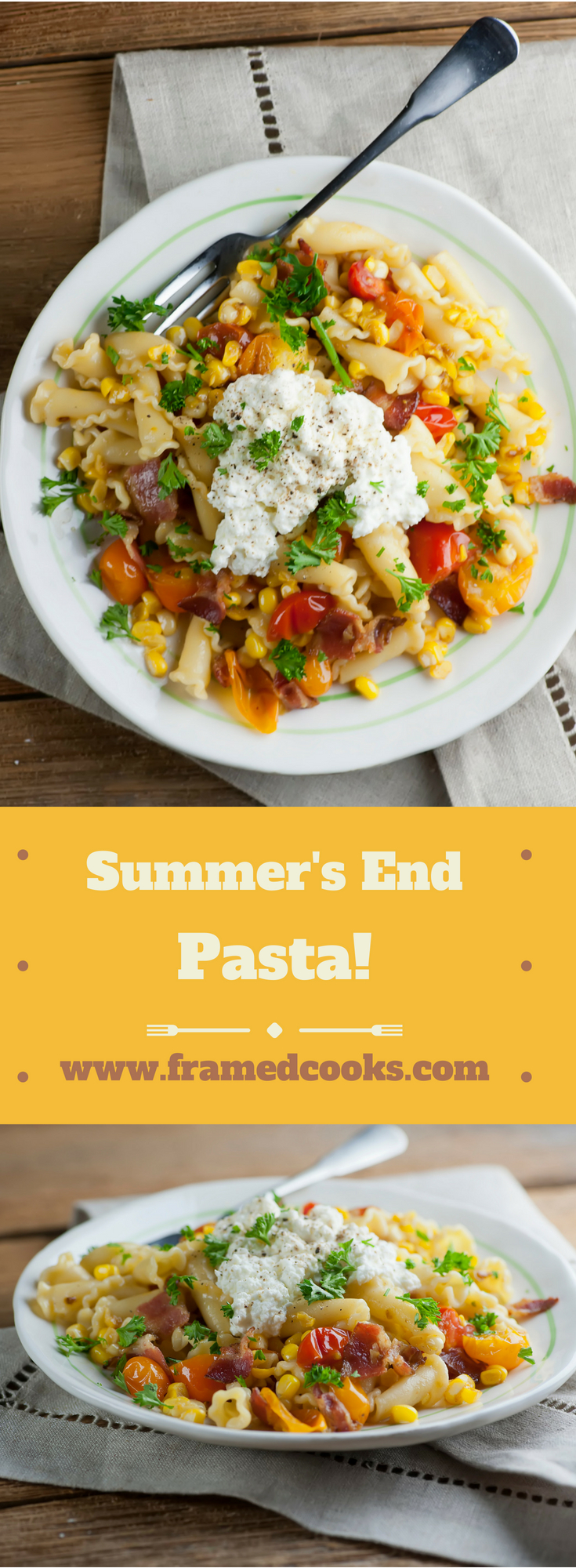 Celebrate the last lazy hazy days with this easy recipe for summer's end pasta, filled summer vegetable flavors of fresh local tomatoes, corn and herbs!