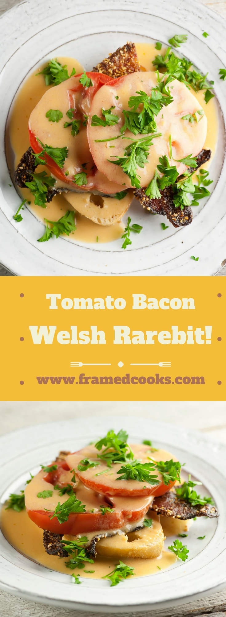 This classic dish of bread with melted cheese (also known as Welsh Rabbit) gets a flavor boost with this easy recipe for tomato and bacon Welsh Rarebit!