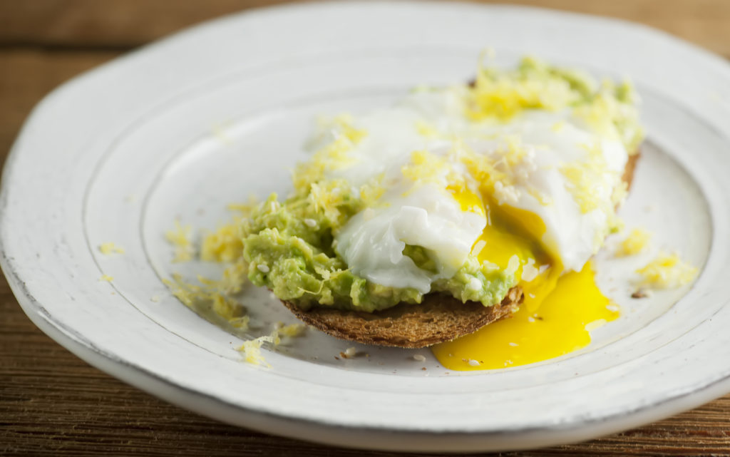 lemon avocado toast with poached egg