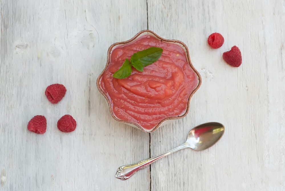 raspberry applesauce in bowl