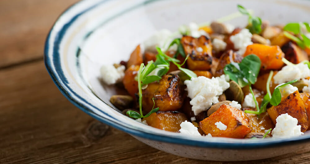roasted butternut squash with feta