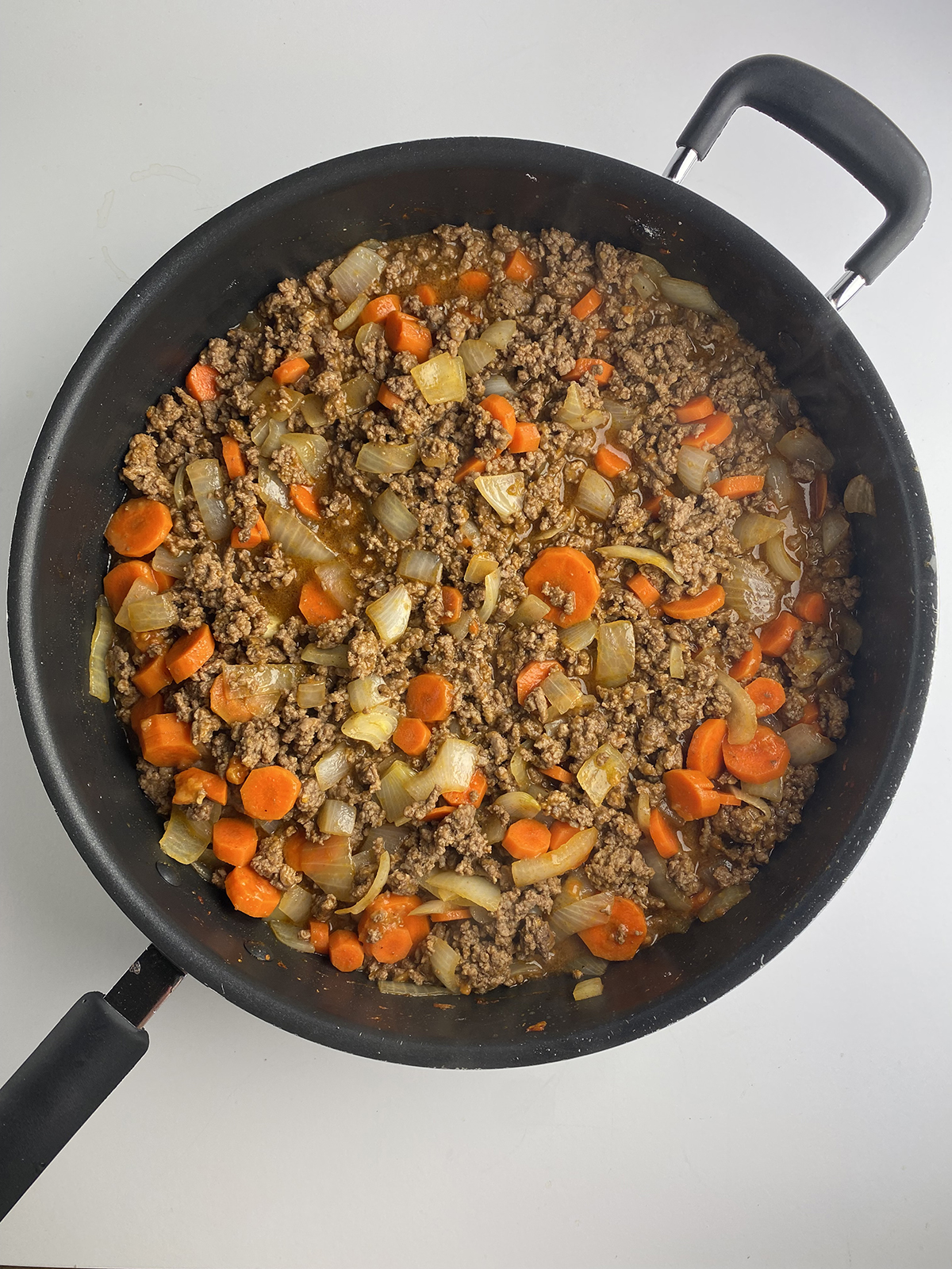 shepherd's pie filling in skillet