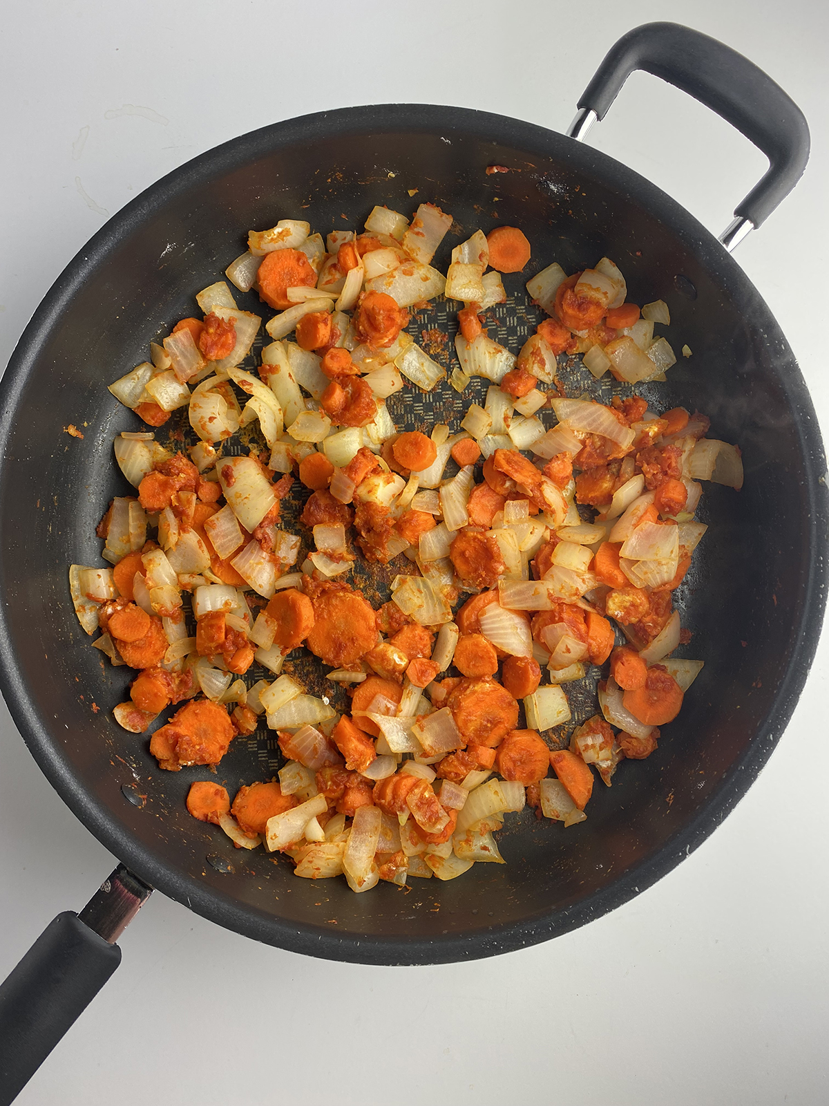 shepherd's pie veggies in pan