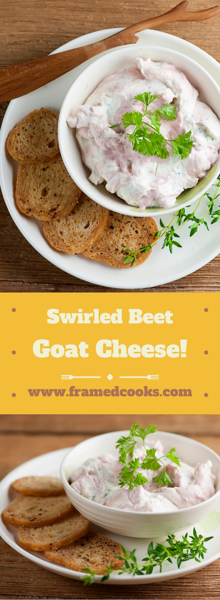 This easy recipe for swirled beet goat cheese makes a festive appetizer that is perfect for the holidays, your next dinner party, or a simple snack!
