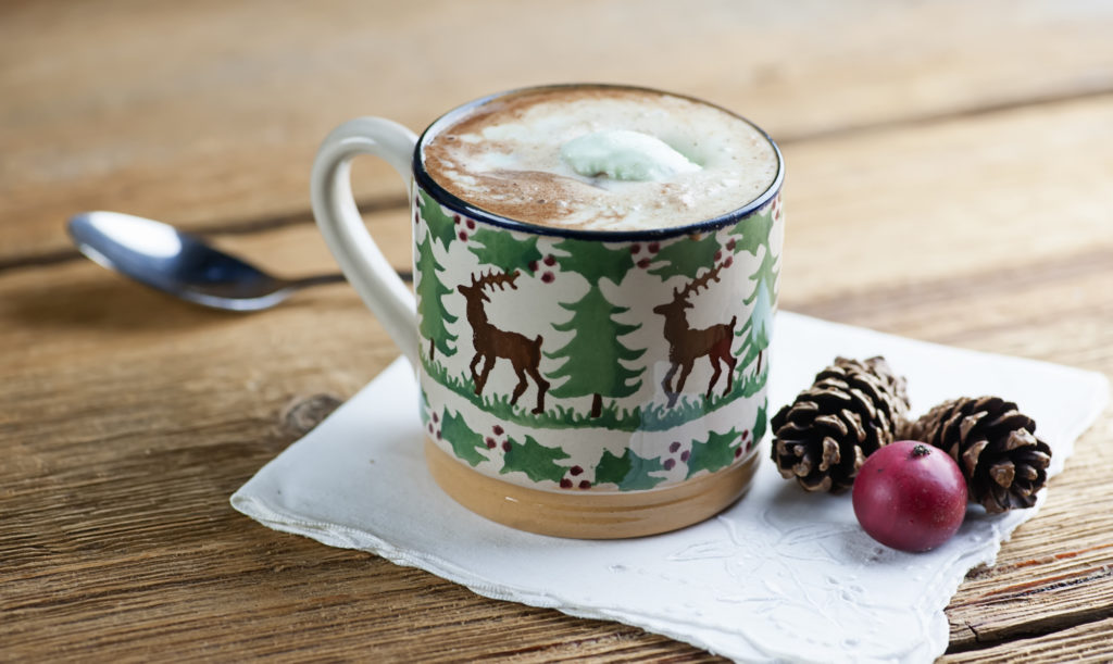 mint chocolate chip hot cocoa float