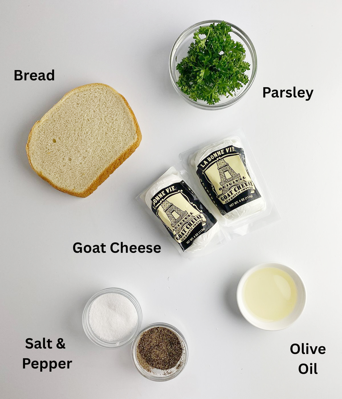 Ingredients for goat cheese truffles. 