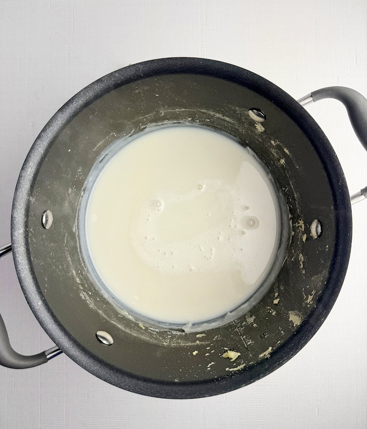 Milk mixture in a pot..