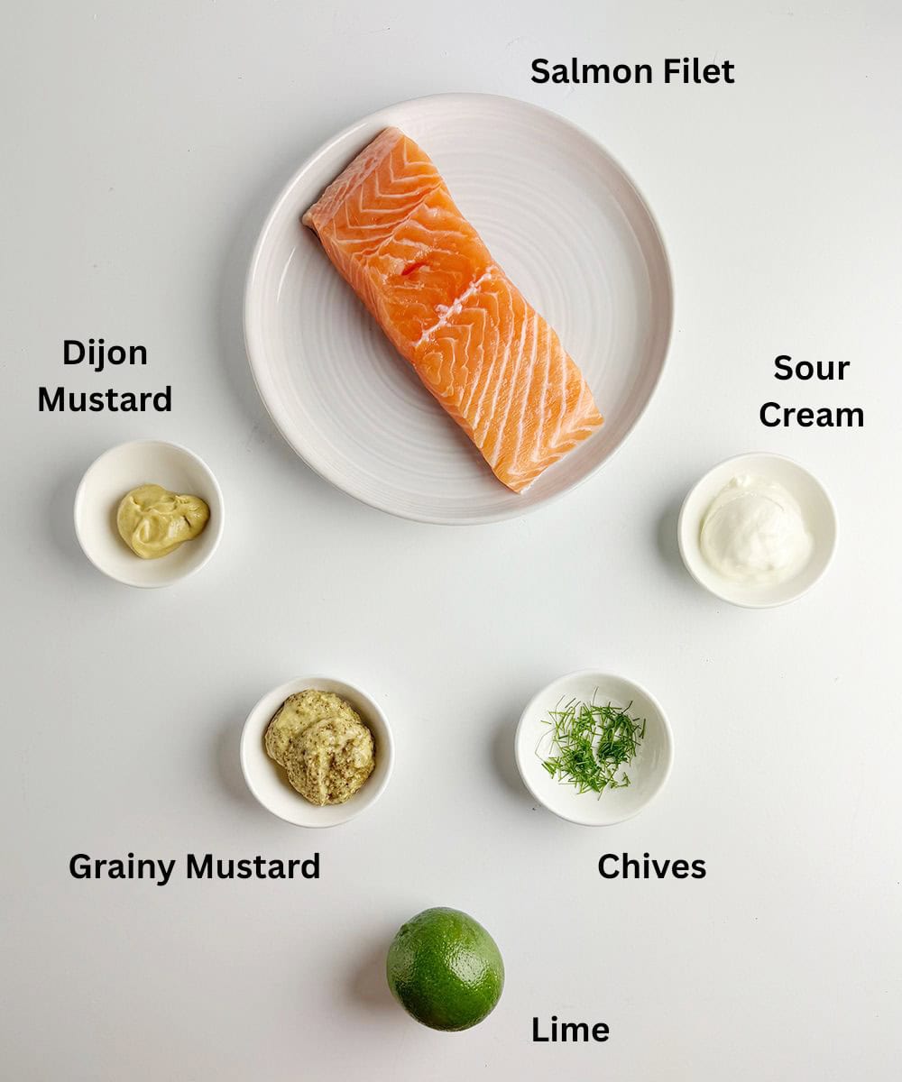 Salmon with Mustard Sauce ingredients.