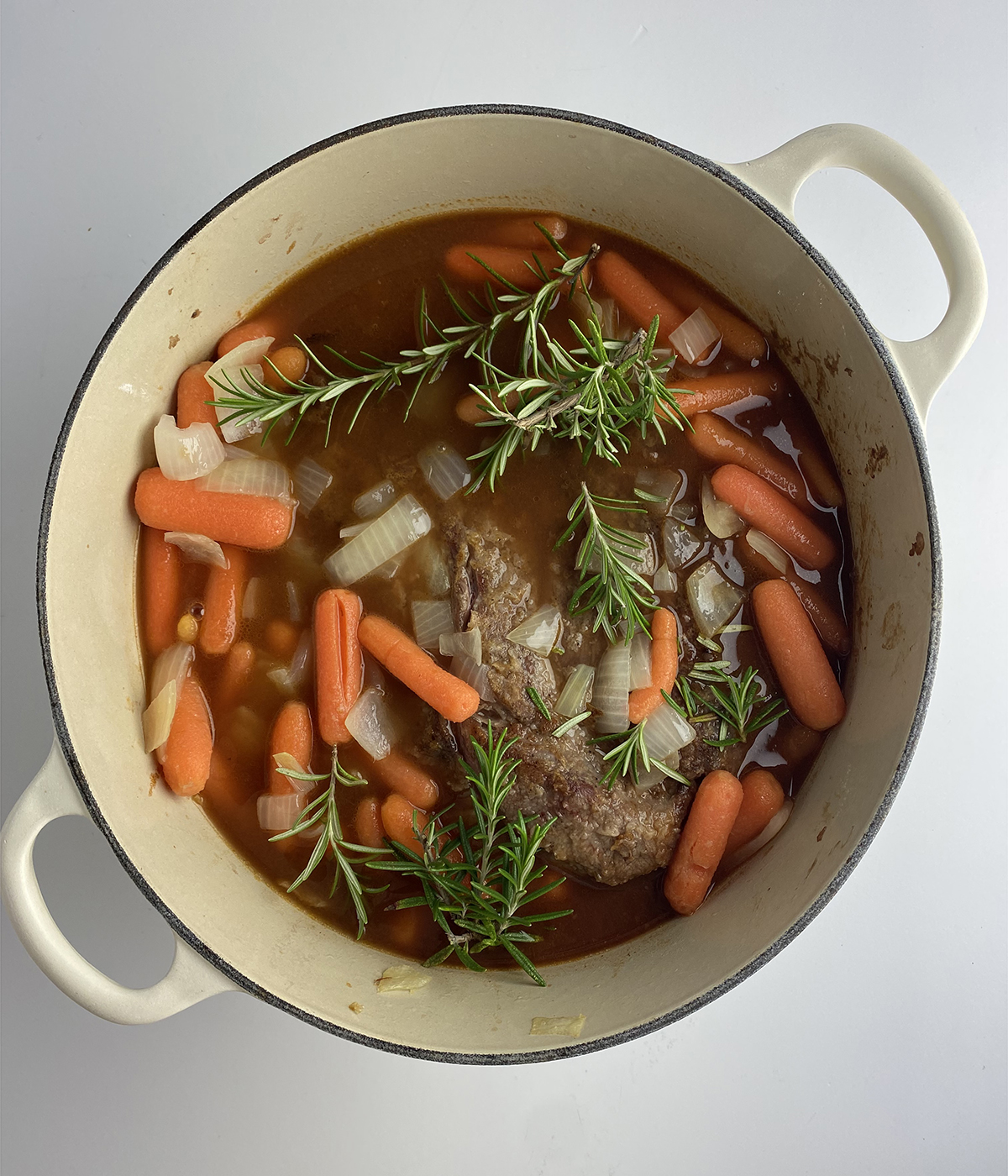 Pot roast ingredients ready to be cooked.