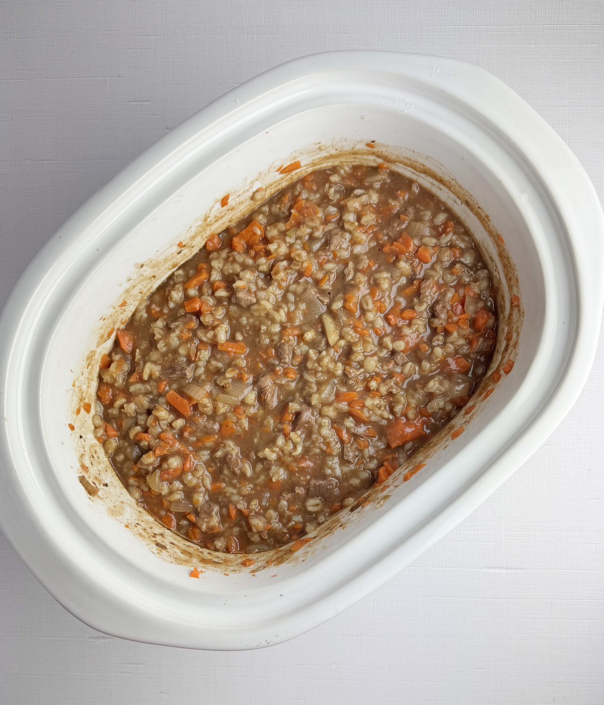 Slow cooker beef barley soup.