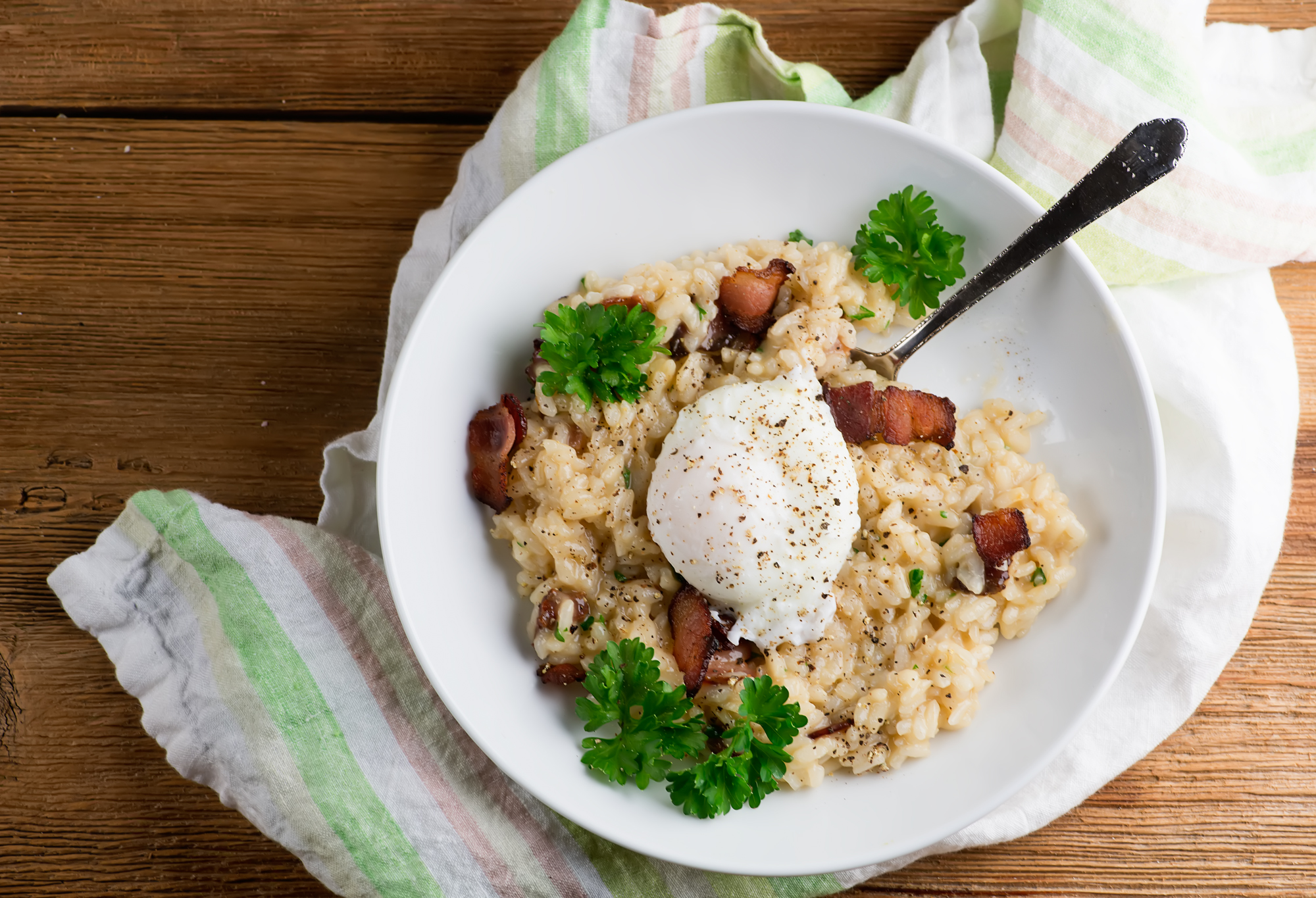 bacon and egg risotto