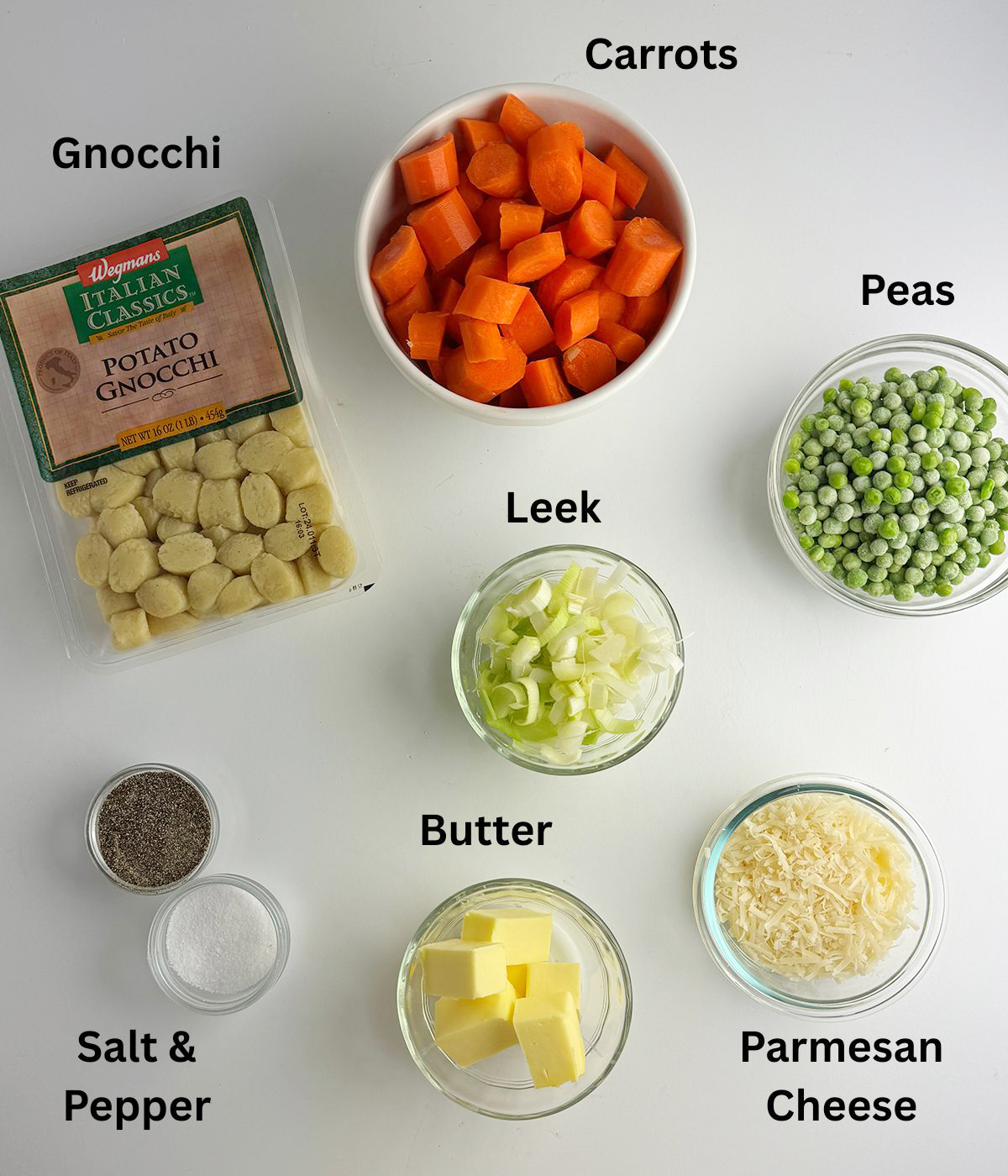Ingredients needed for Easy Vegetable Gnocchi.