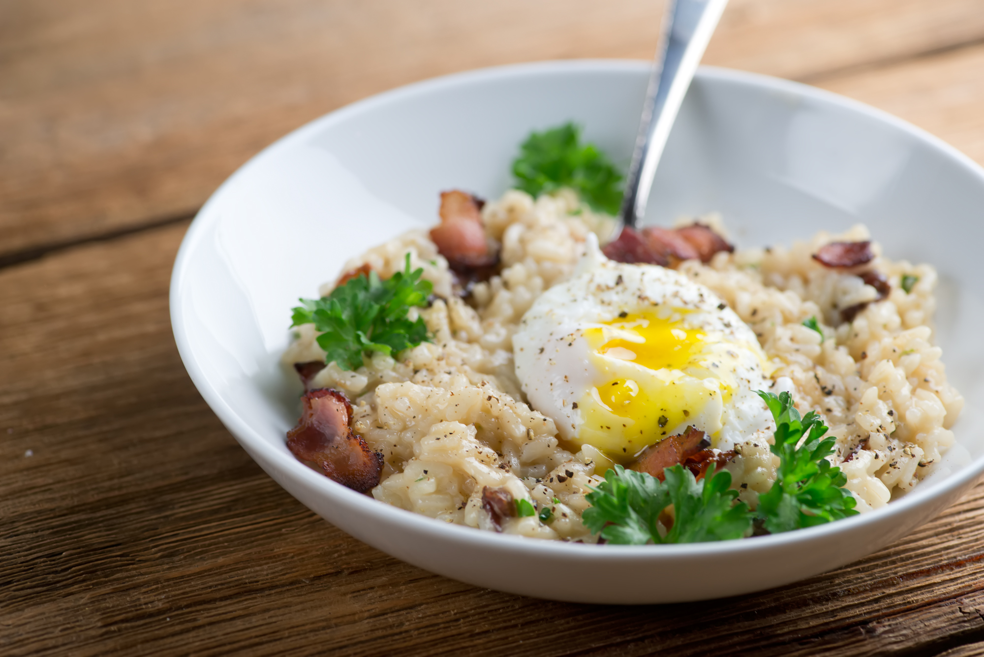 bacon and egg risotto