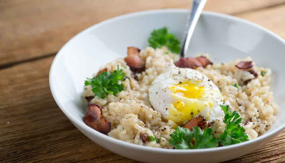 easy bacon and egg risotto