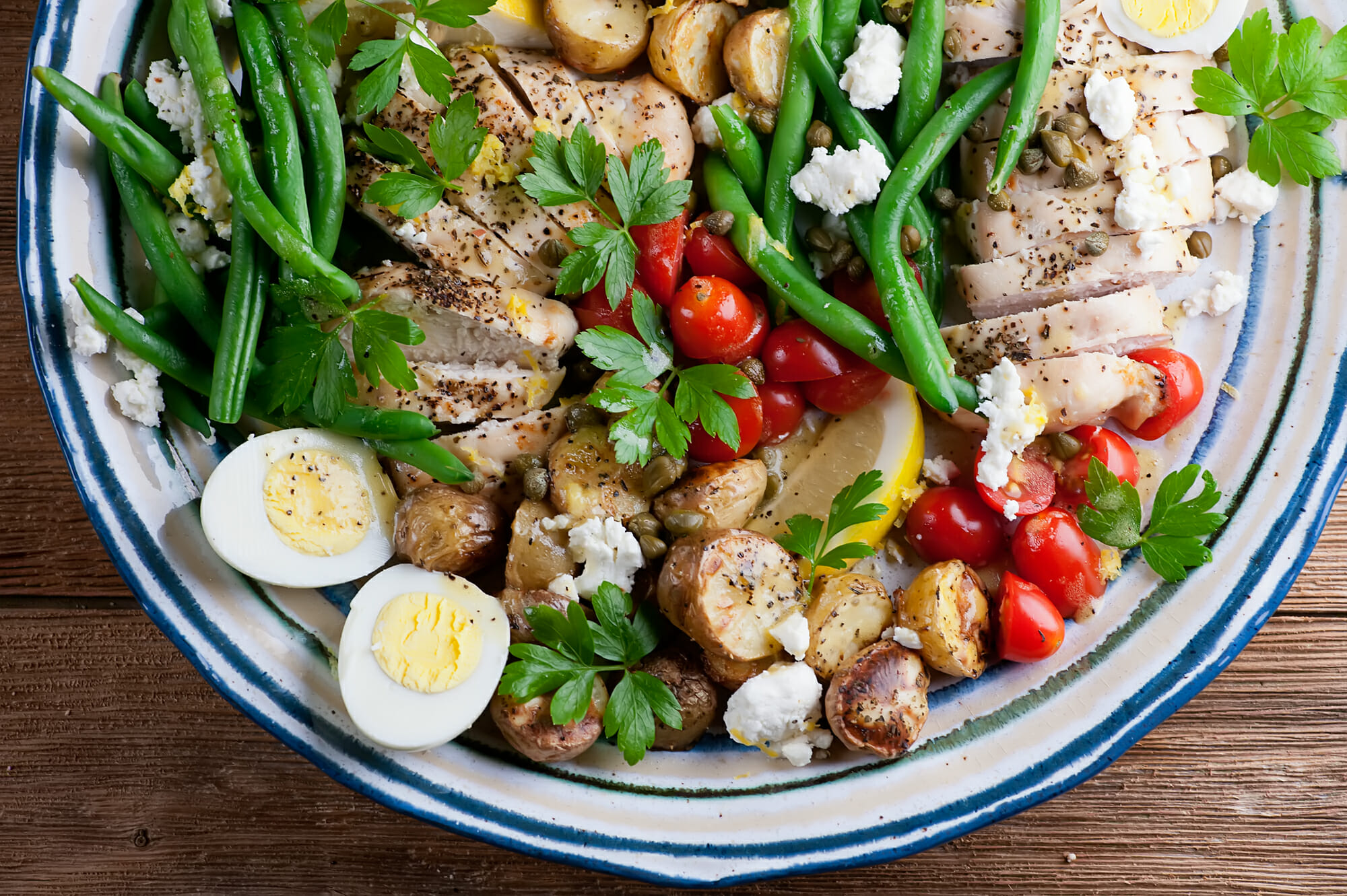 sheet pan chicken nicoise salad