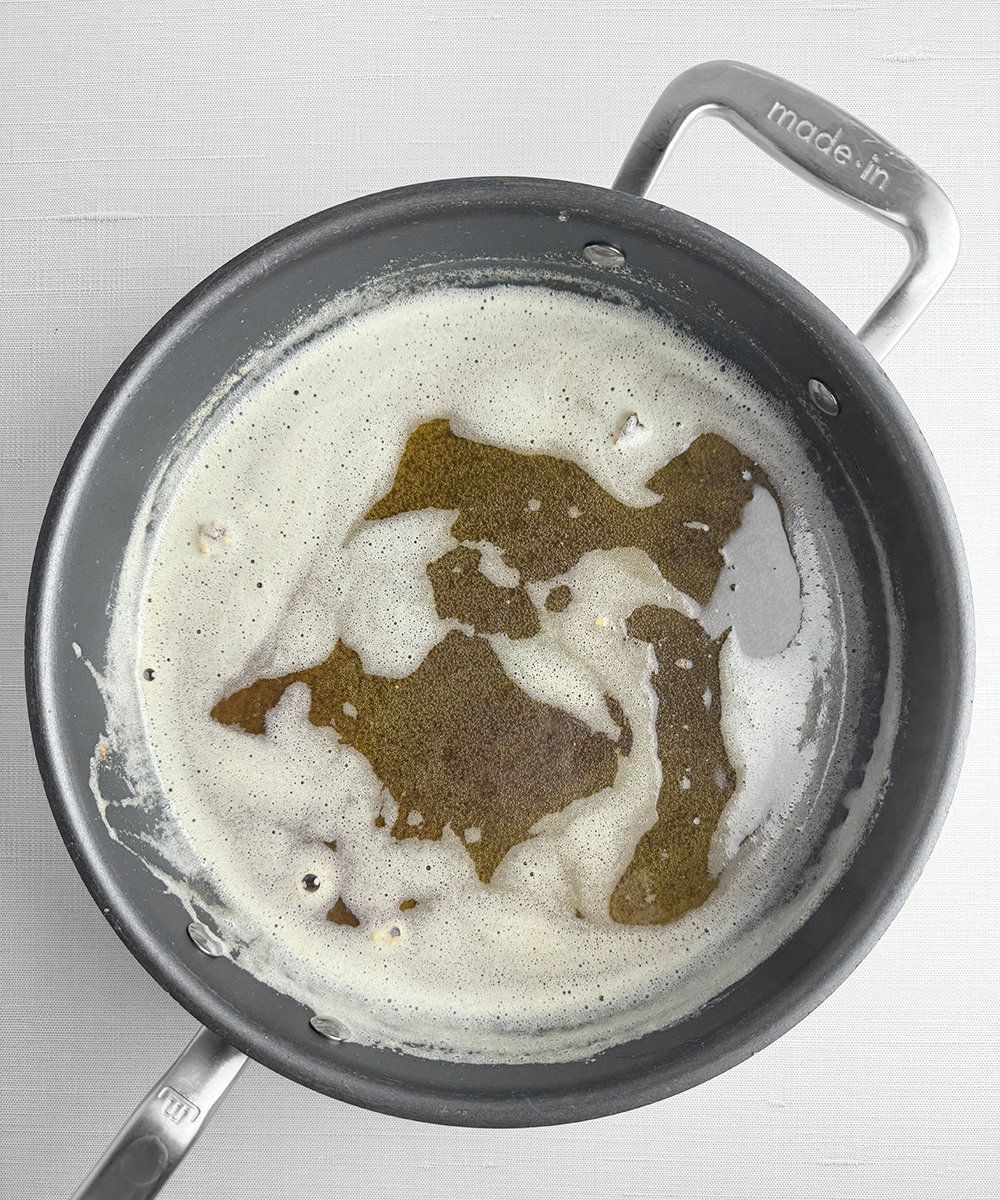 Brown butter in a skillet.