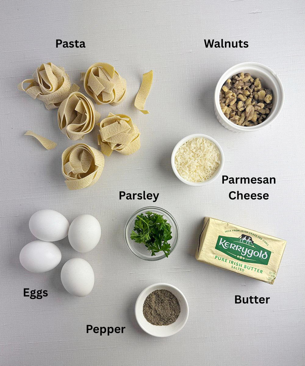 Ingredients for brown butter Egg Pasta.