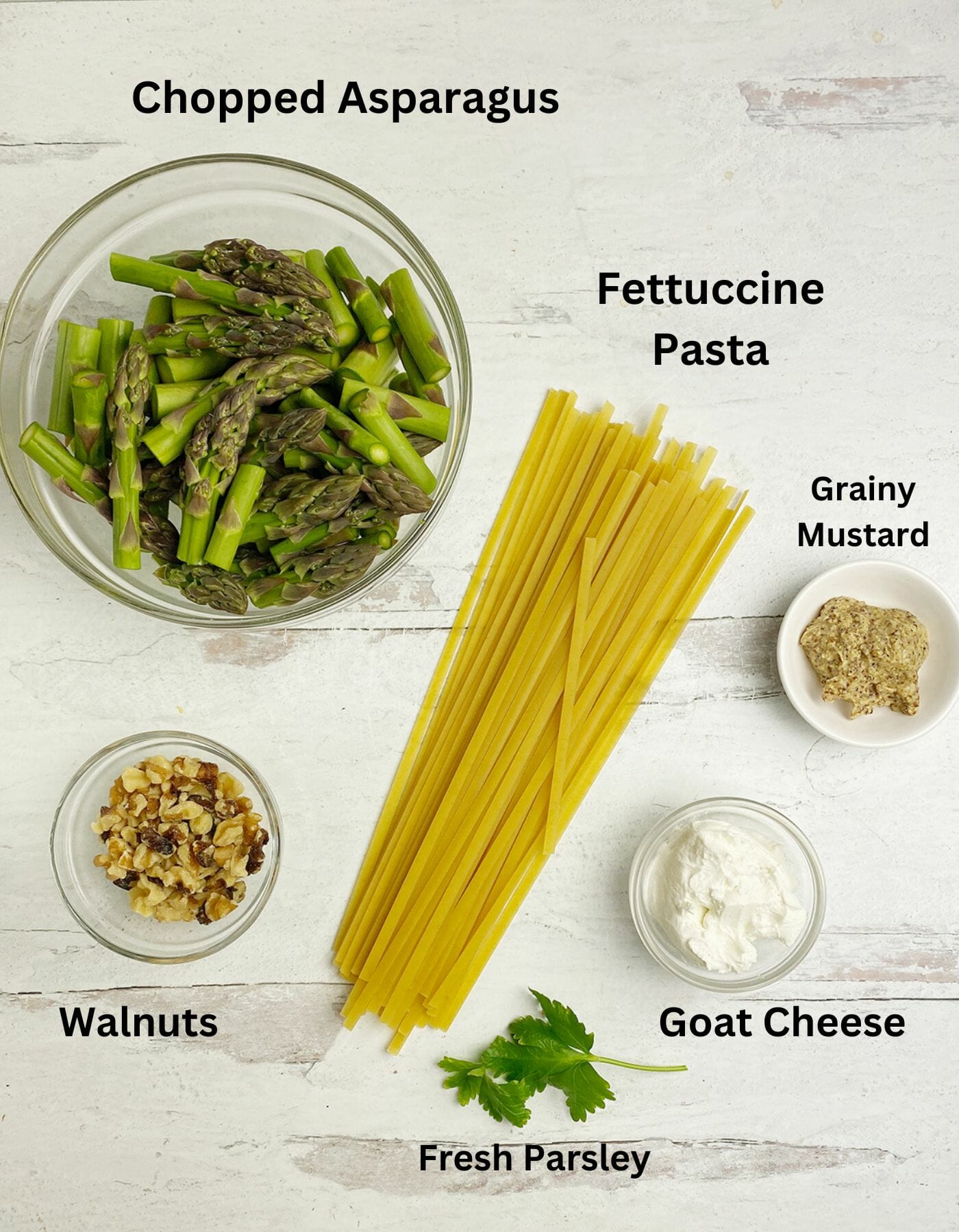 Pasta with Asparagus and Goat Cheese ingredients