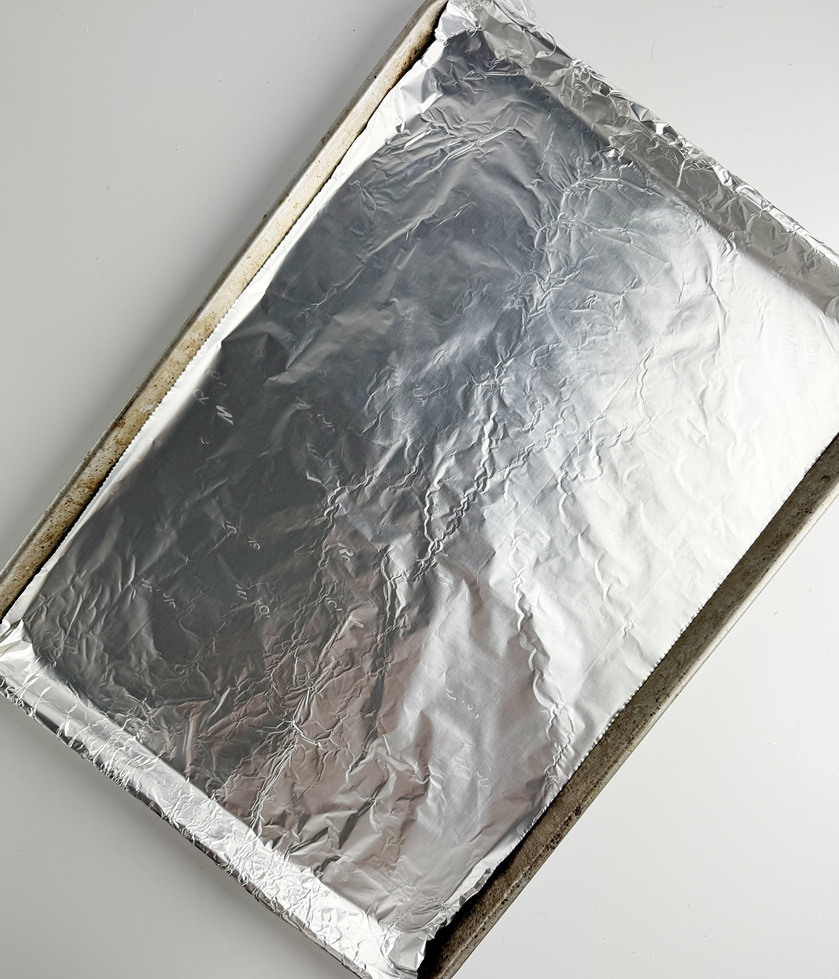 Rimmed Baking Sheet lined with non stick foil.