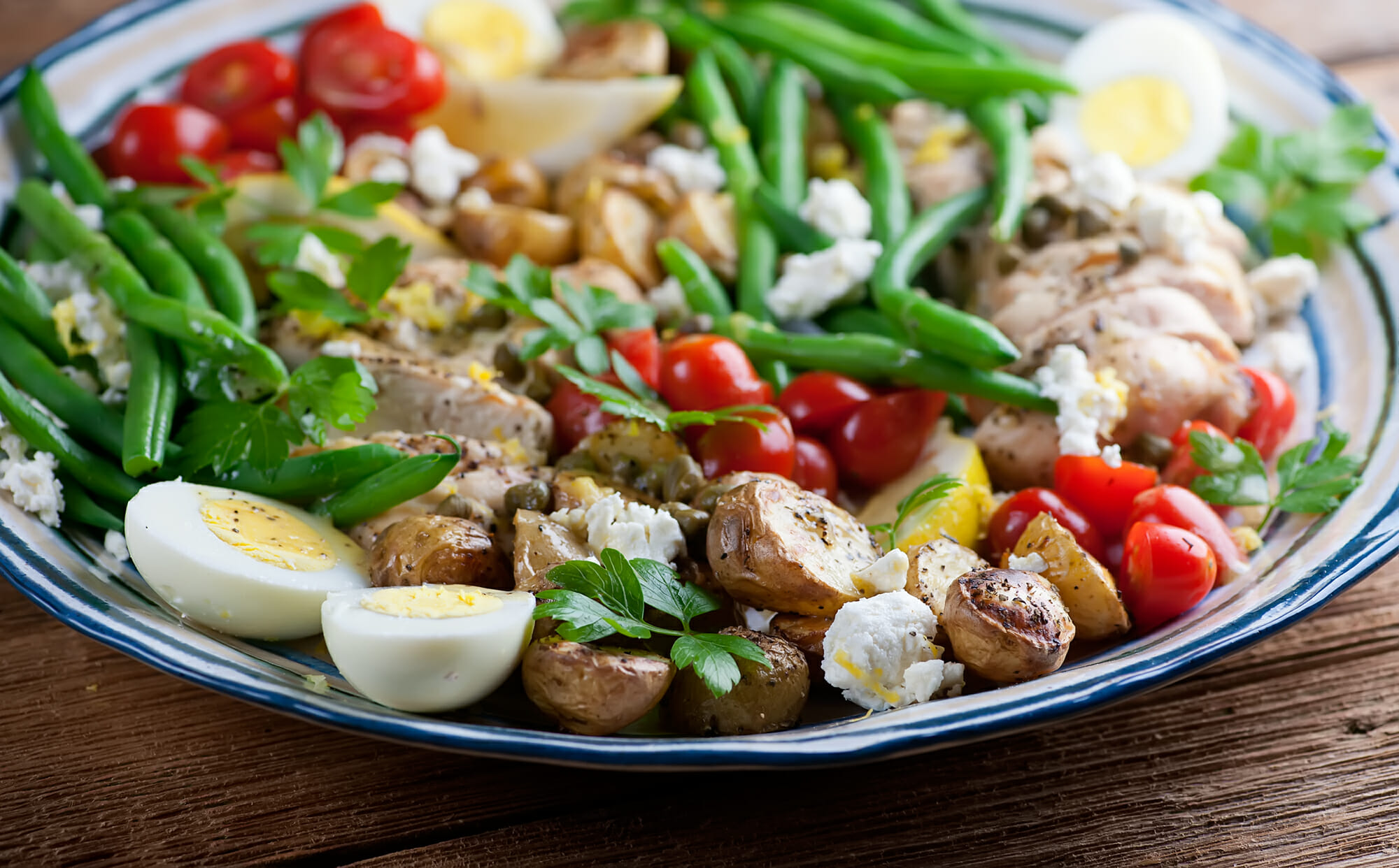 sheet pan chicken nicoise salad