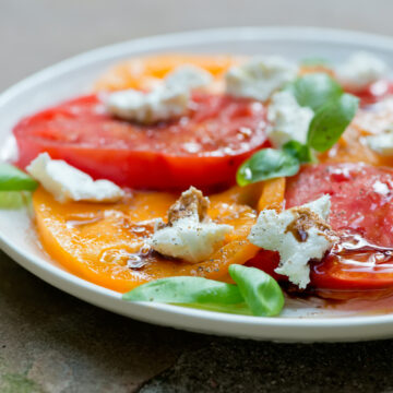 Tomato Goat Cheese Salad on a Plate.