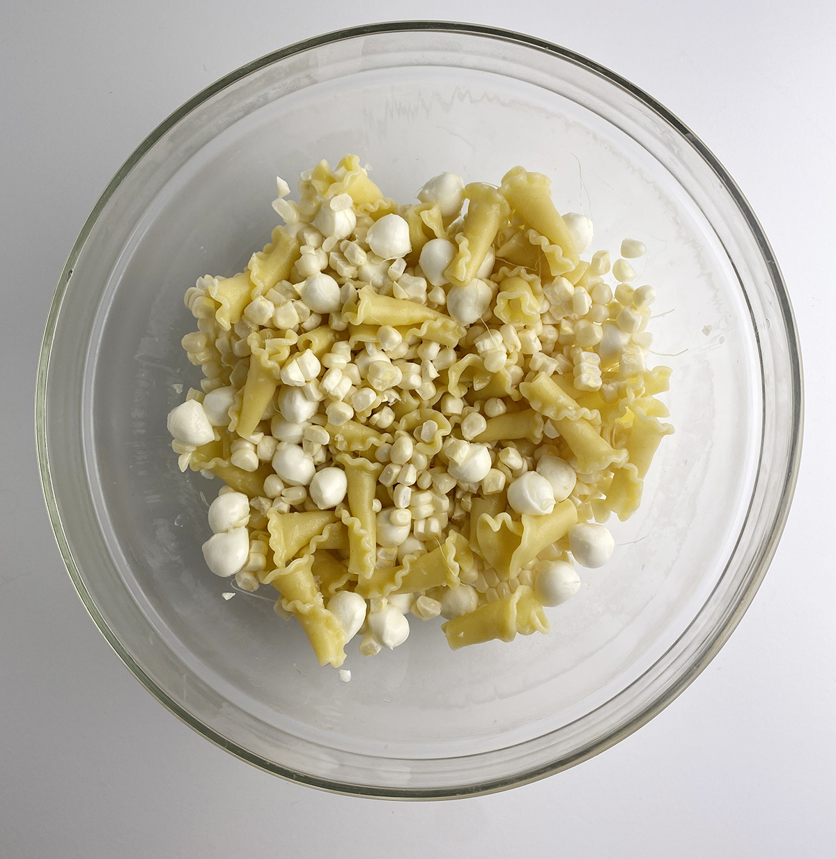 pasta mixed with corn and cheese