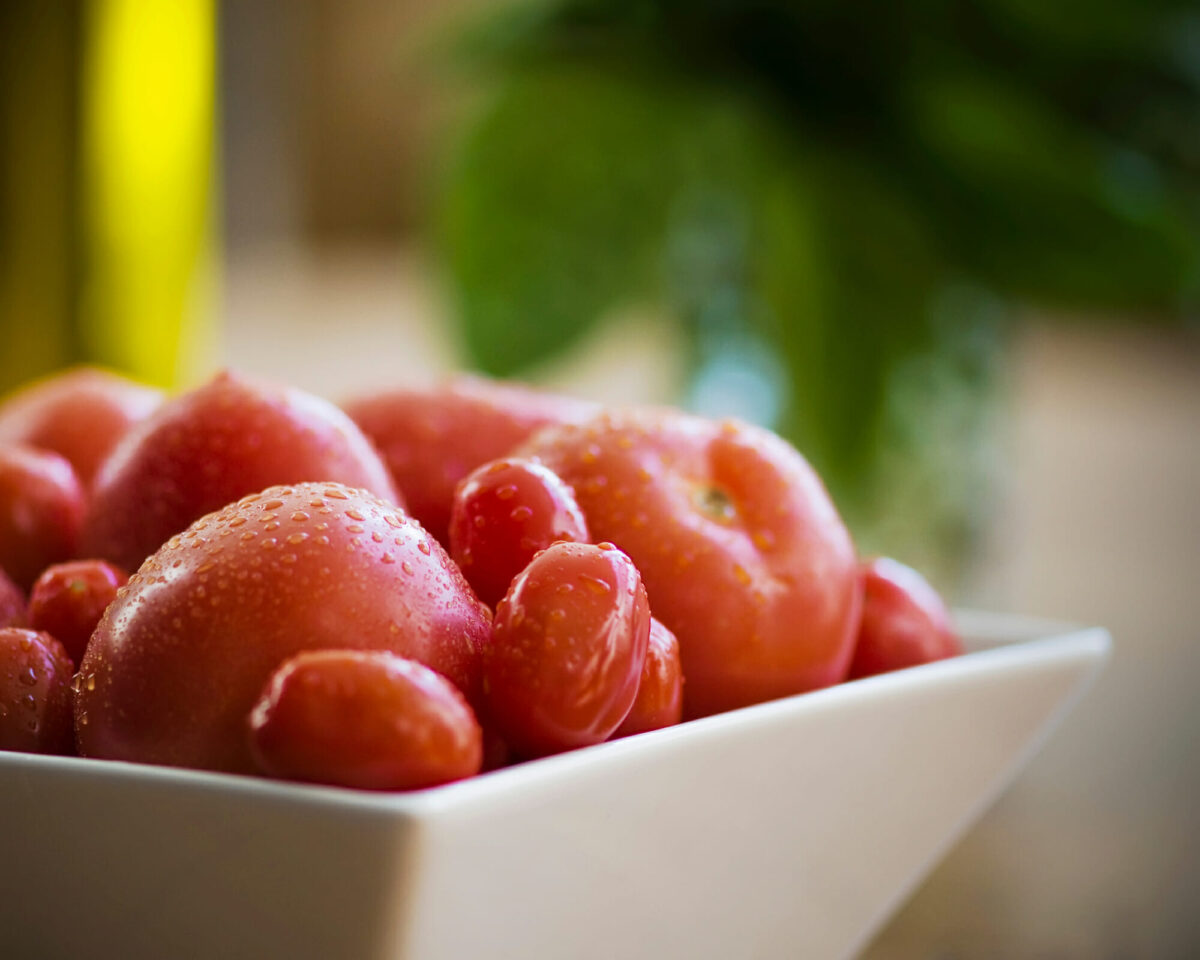 Bowl of cherry tomatoes.