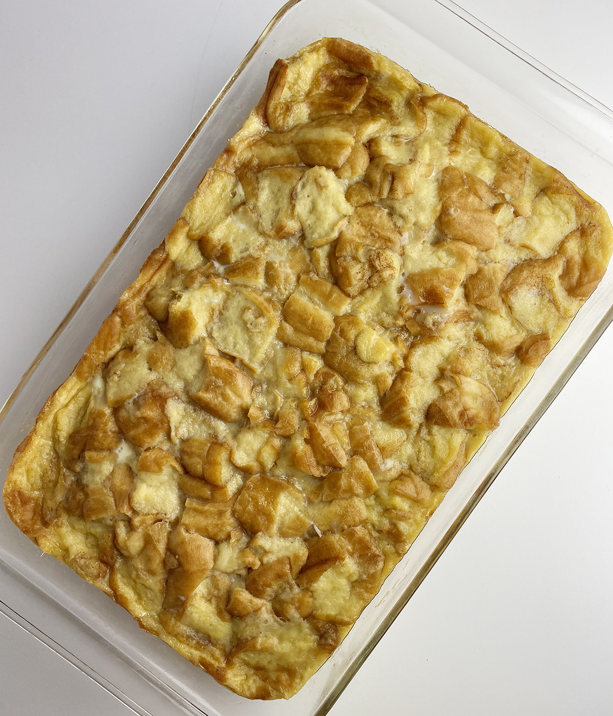Baked cinnamon Sugar bread pudding.