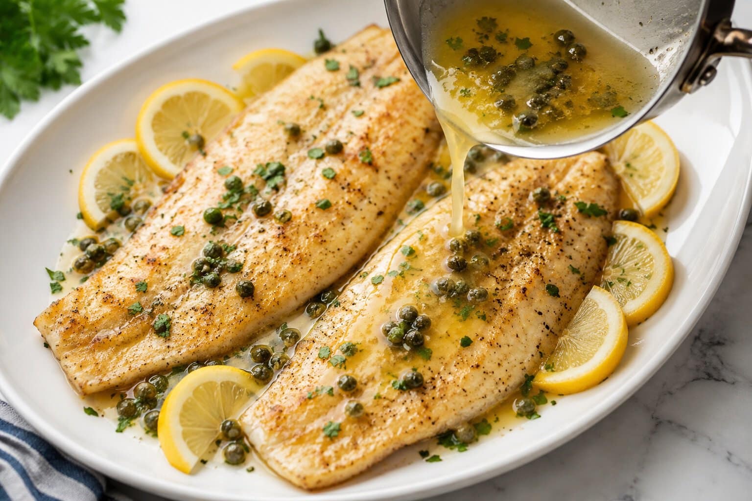 Filet of Sole with Butter sauce.