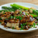 Easy Scallops with Maple Cream Sauce on a plate.