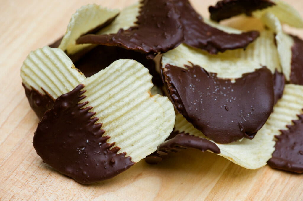 chocolate dipped potato chips