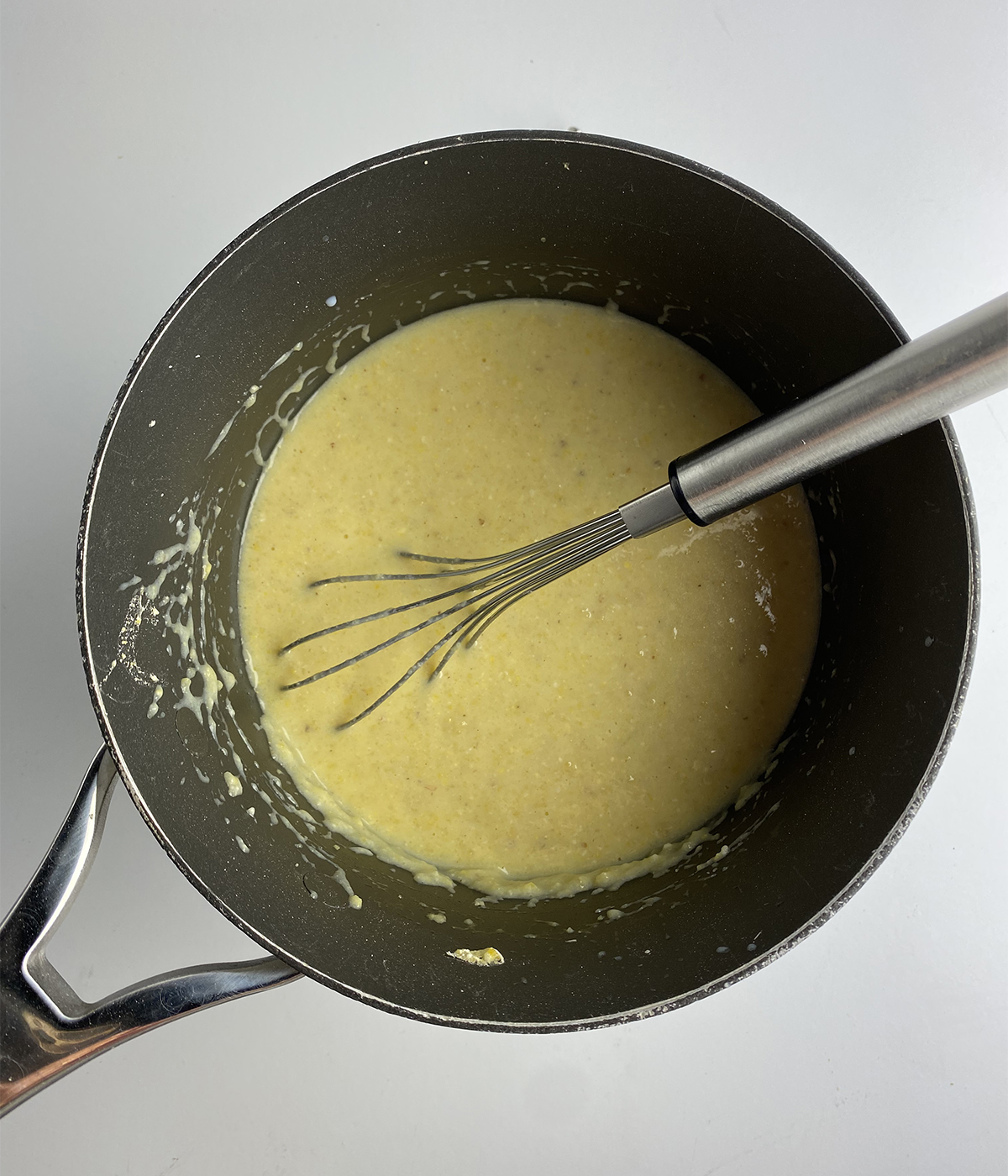 Spoonbread batter with eggs.