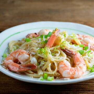 easy toasted coconut shrimp pasta